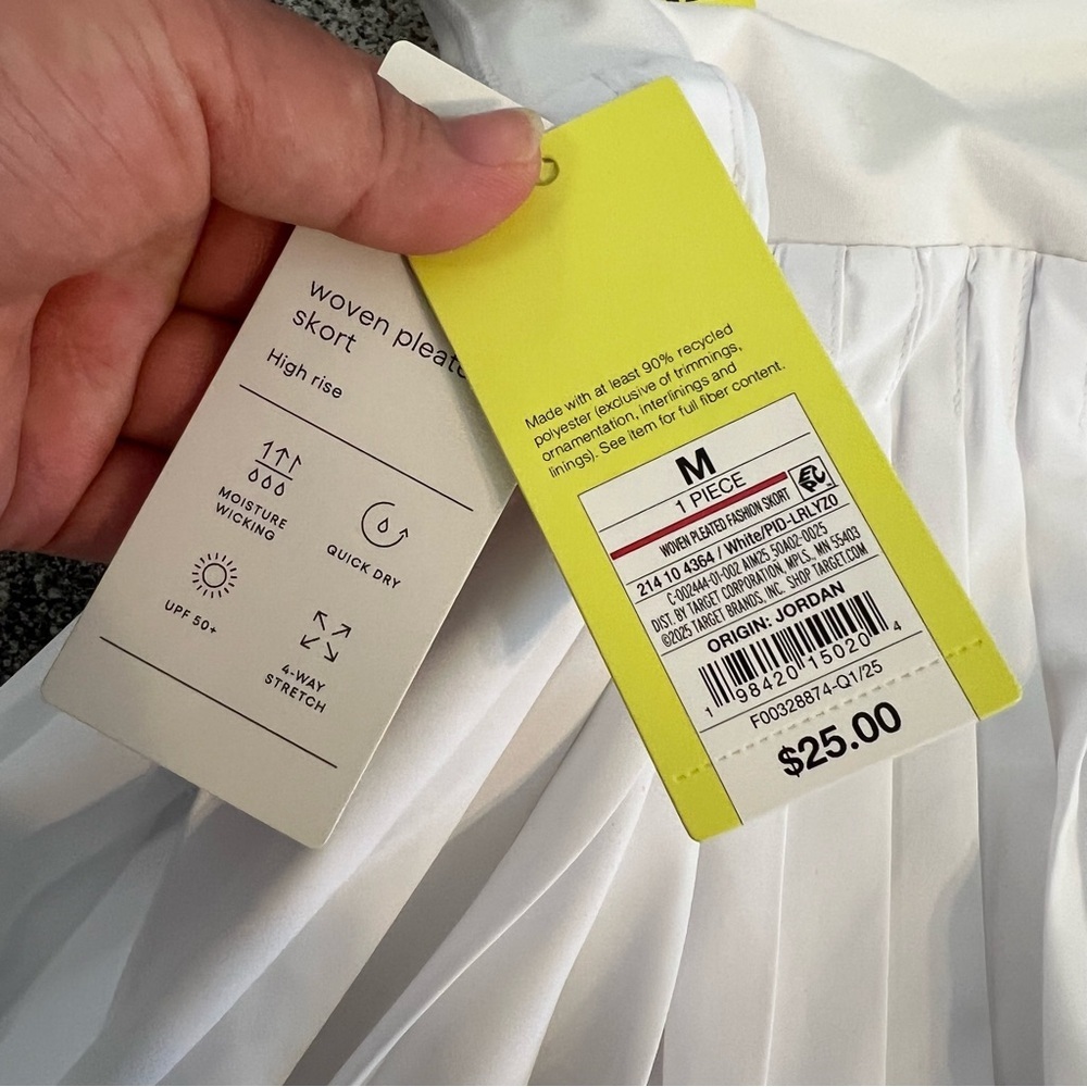 NWT All in Motion White High Rise Pleated Women's Skort- Size M - Picture 4 of 6